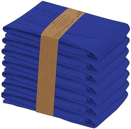 RUVANTI Flour Sack Towels 4 Pack 28x28 Inch, 100% Cotton Tea Towel, Reusable, Machine Washable, Absorbent BarTowels - Dish Cloth Perfect for Drying Dishes & Cleaning - Navy