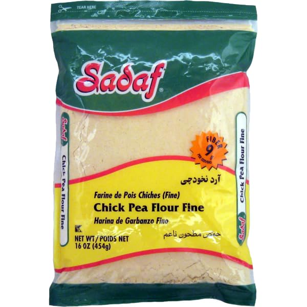 Sadaf Chickpea Flour Fine 16 oz - Gram Flour, Besam Flour, Garbanzo Bean Flour - Chick Pea Flour for Cooking and Baking - Harina de Garbanzo in a Reselable Bag