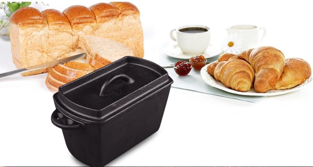 Voulosimi Cast Iron Loaf Oven Pan - 4.33"x4.92"x8.66" Durable Loaf Pans Rectangular Baking Pan for home baking (Bread Pan, 2 QT)