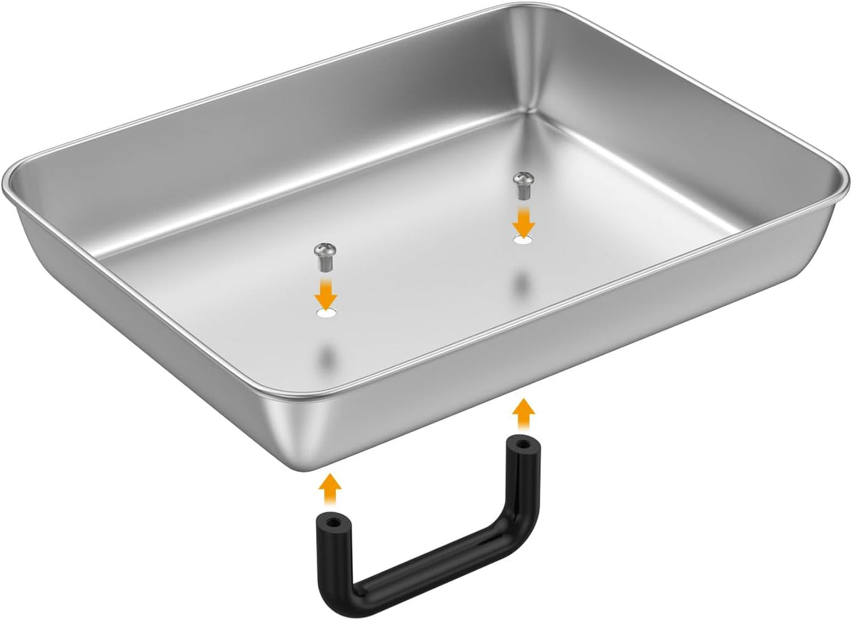 SafBbcue 14" Stainless Steel Rectangle Cheese Melting Domer Basting Cover & Cast Iron Rectangle Griddle Smash Burger Grill Weight Press for Blackstone, Pitboss, Camp Chef Flat Top Grills Accessories