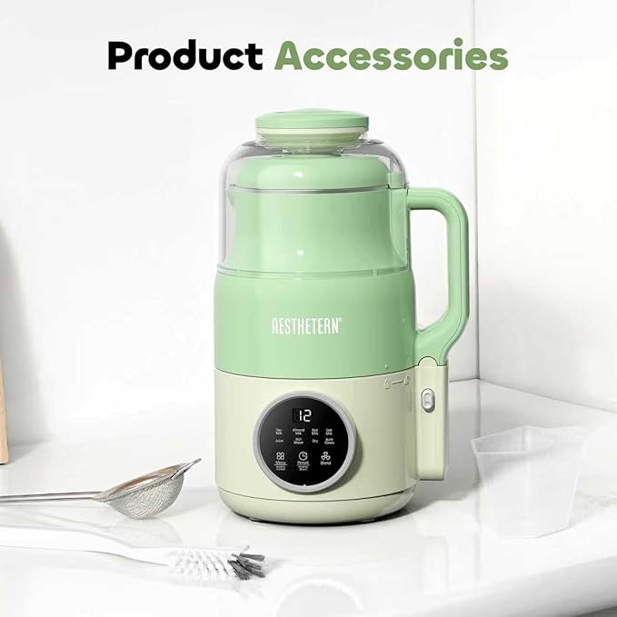 Nut Milk Maker Machine, Soy Milk & Oat Milk Maker with 8 Presets, High-Speed Blender, Auto-Clean, Delay Start, 33oz Almond Milk Maker for Plant-Based & Dairy-Free Beverages, Green