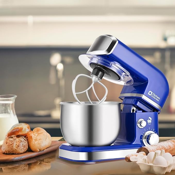 Kitchen in the box Stand Mixer,3.2Qt Mini Electric Food Mixer,6 Speeds Portable Lightweight Kitchen Mixer for Daily Use with Egg Whisk,Dough Hook,Flat Beater (Reflex Blue)