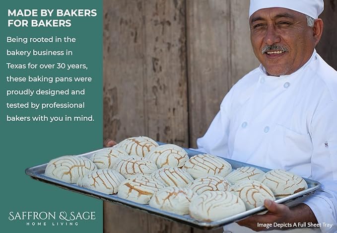 Commerical Quality Cookie Sheet Pan - 4 Pack Aluminum Half Sheet Baking Pan by Saffron & Sage Home Living - This 18x13 Baking Sheet Set is Rust & Warp Resistant, Heavy Duty, of Thick Gauge