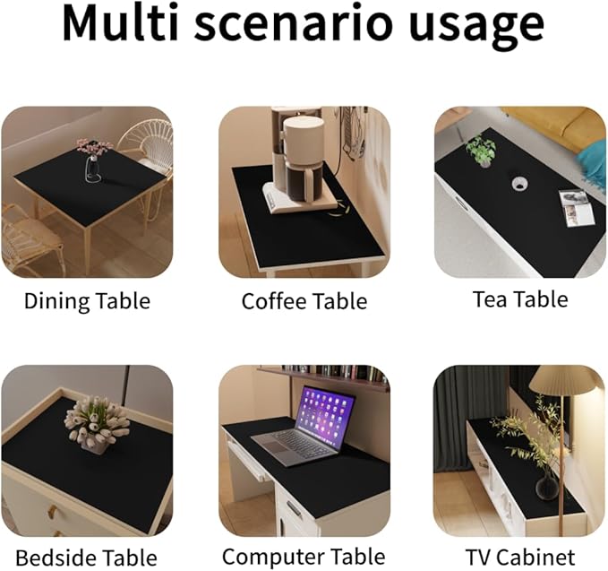 Table Pad Protector - 28x60 Inch Waterproof Easy to Clean Can Conceal Flaws Protector The Table Top from Scratches Used for Coffee Table (Black+Black 28x60)