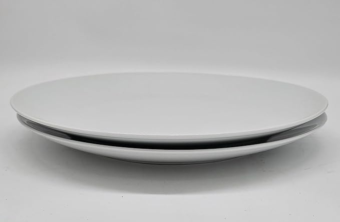 Festcool 2X14-inch Porcelain Circular Platters/Serving Plates, Platter, White, Stackable, Set of 2