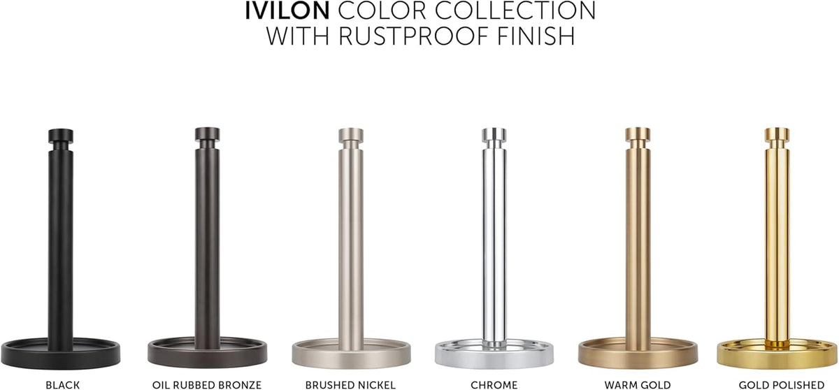 Ivilon Paper Towel Holder Stand - Steady and Easy Tear - Fits All Paper Towel Rolls - Gold Polished