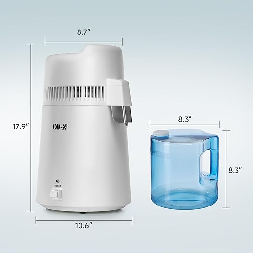 CO-Z 6L Water Distiller, Larger 1.6 Gal Countertop Home Distillers, Distilling Pure Water Machine for Home Table Desktop, Distilled Water Making Machine, Water Purifier to Make Clean Water for Home