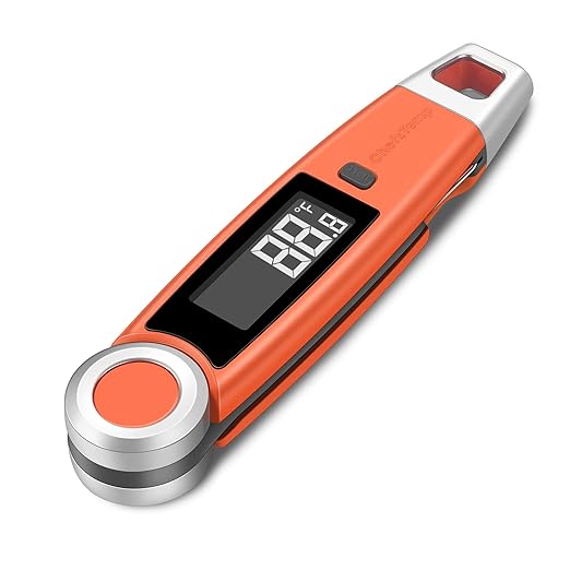 Finaltouch X10 Instant Read Digital Meat Thermometer NSF Certified Waterproof Professional for Cooking Grilling BBQ Baking Candy Oil with Rotating Probe and Backlit Display (Tangerine Tart)