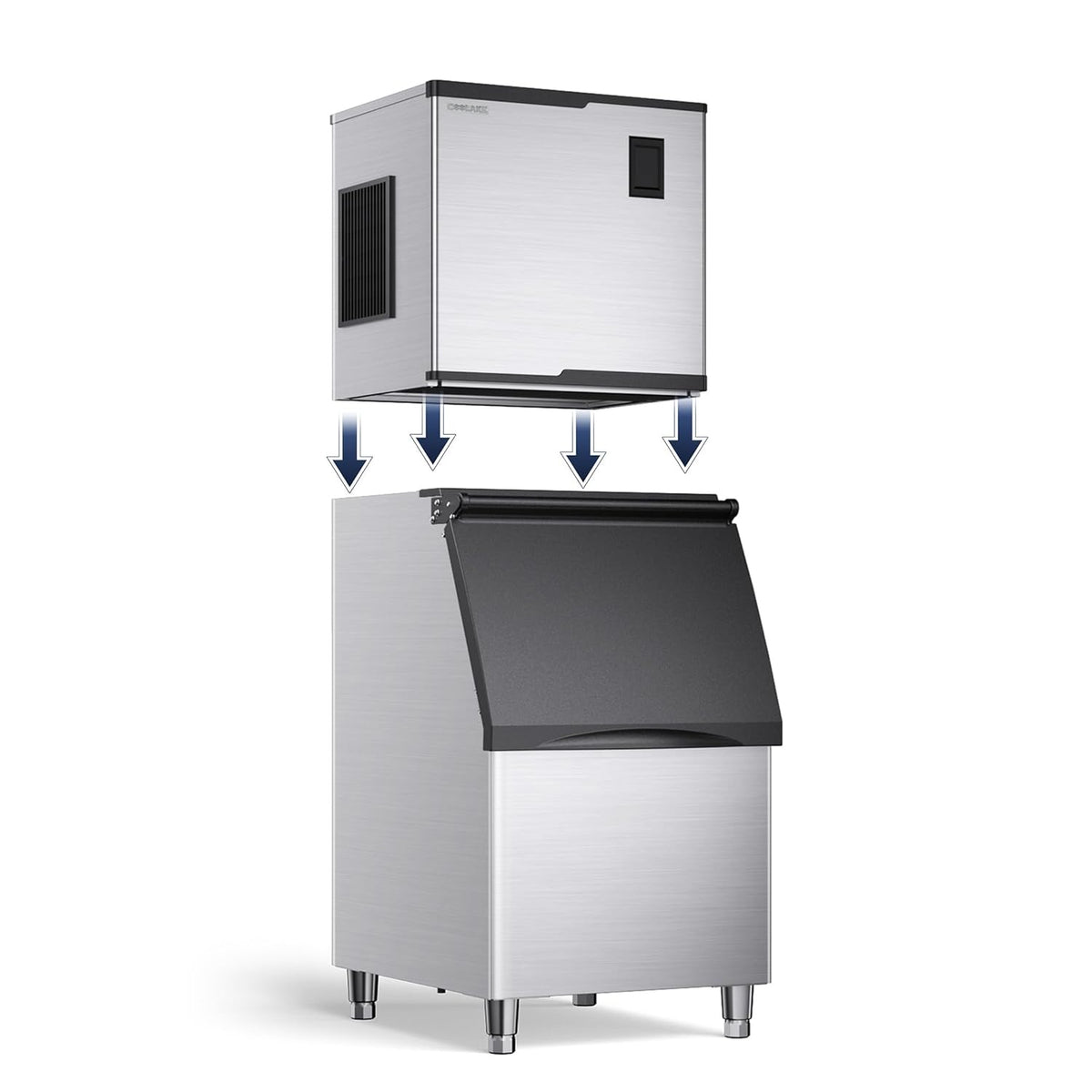 Coolake Commercial Ice Machine 550lbs/24H, 22 Inch Air Cooled Stainless Steel Industrial Ice Maker, Modular Ice Cube Machine for Restaurant Hotel, DOE ETL Listed, Self-Cleaning - Head Only