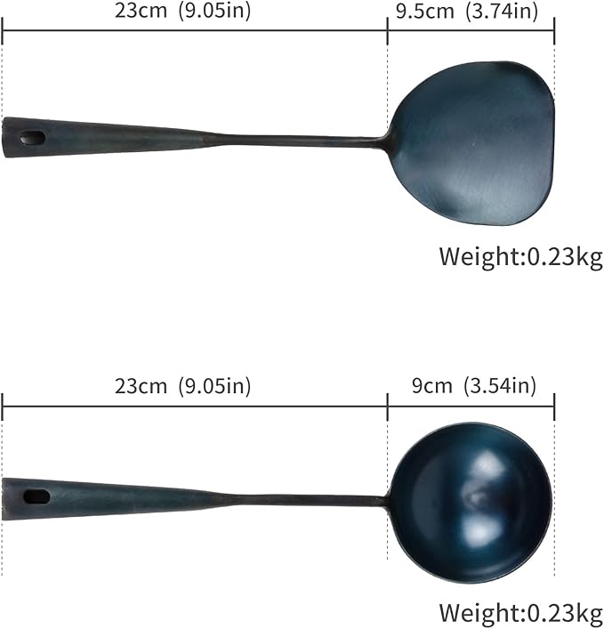 ZhenSanHuan Chinese Traditional HandMade Iron Spatula Wok Tool,Long wok utensil (Spatula, 32CM/12.6'')