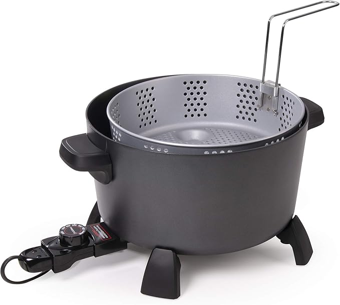 Presto 06009 10-Quart Kitchen Kettle XL Multi-Cooker, Steamer and Deep Fryer, Black