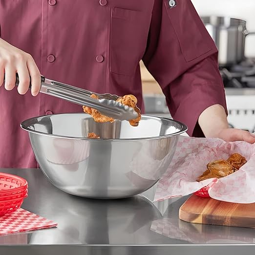 OCS Parts 8 Quart Mixing Bowl | 13.25-Inch Stainless Steel Professional Grade Flat Base Mixing Bowls for Home and Commercial Kitchens