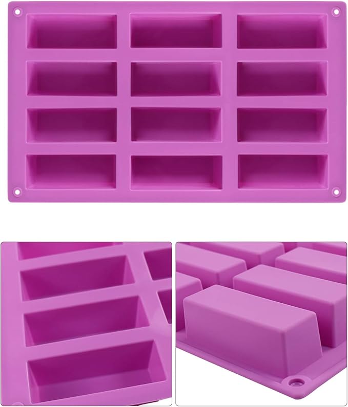 Palksky (2 Pack 12 Cavity Medium Narrow Silicone Rectangle Molds/Molds/Protein Bars mold/Energy Bars Maker for Caramel Bread Loaf Muffin Brownie Cornbread Cheesecake Pudding Soap Butter Mould