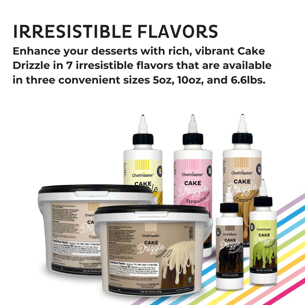 Cappuccino-Flavored Cake Drizzle by Chefmaster, Edible Cake Drip Frosting for Decorating, Drip for Cakes, Cupcakes, Cookies, Donuts, 10 oz