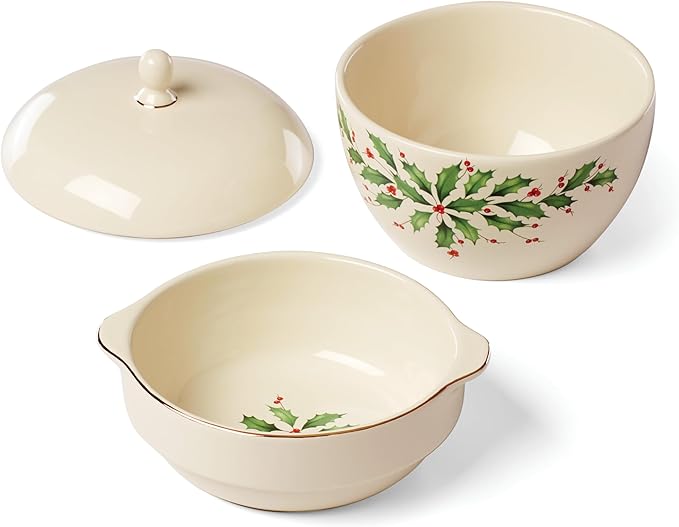 Lenox 893140 Holiday Stackable Bowl Set, Christmas Hosting