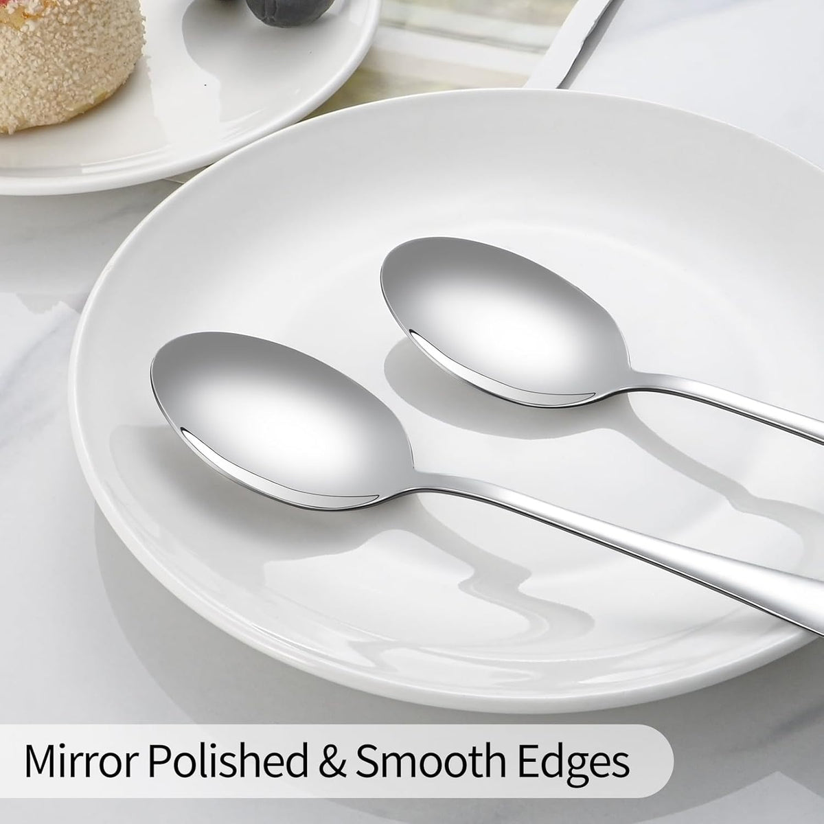 24 Pcs Dinner Spoons Set 7.32" Premium Food Grade Stainless Steel Spoons Mirror Finish & Dishwasher Safe,Use for Home,Restaurant