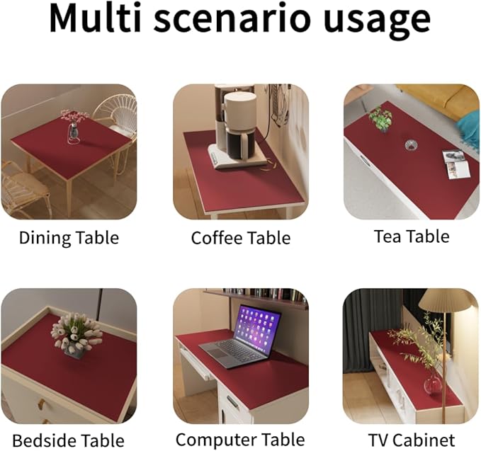 Table Cover Rectangle for Dining Room Table - Can Be Used On Both Sides Waterproof and Easy to Clean Good Flatness Used for Dining Table(Black+Wine Red 44x96)
