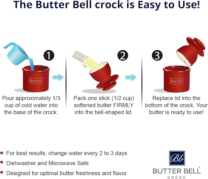 Butter Bell - The Original Butter Bell crock by L Tremain, a Countertop French Ceramic Butter Dish Keeper for Spreadable Butter, Café Matte Collection, Steel Gray