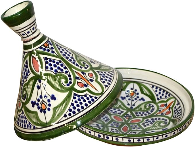 Moroccan Handmade Serving Tagine Exquisite Ceramic With Vivid colors Original Medium 10 inches Across
