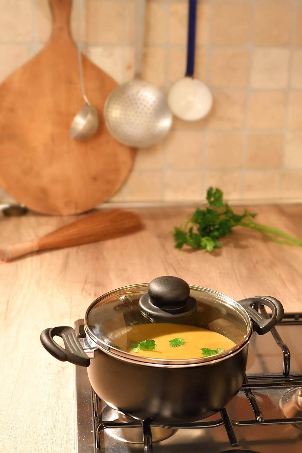 RAVELLI Italia Linea 30 Non Stick Dutch Oven with Glass Lid (5 Quart)