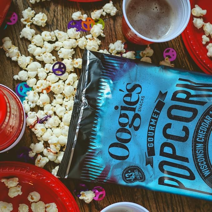 Oogie's Gourmet Popcorn | 20 Pack | Wisconsin Cheddar 1848 Flavor | Gluten Free Popcorn Snacks | 1oz Individual Bags