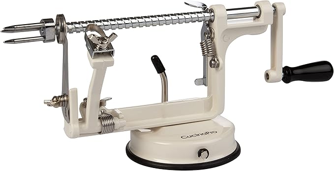 Apple Peeler and Corer - Durable, Heavy Duty Chrome Cast Iron with Powerful Countertop Suction, Hand Crank for Fruits, Apples, Potatoes or Veggies, Fall Picking Season and Holiday Pie Making Essential