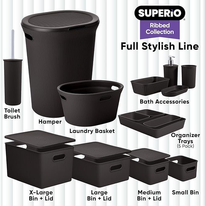 Superio Decorative Plastic Toilet Bowl Brush and Holder Set, Cleaner Scrubber for Bathroom (2, Brown)