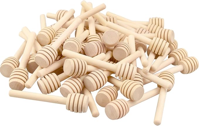 150 Pack 3 Inch Mini Wood Honey Dipper Sticks, Individually Wrapped, Server for Honey Jar Dispense Drizzle Honey