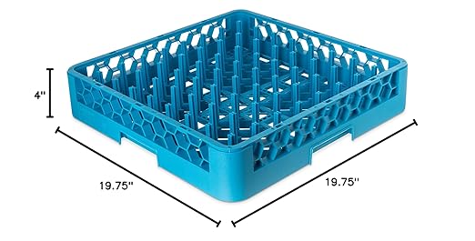 Carlisle FoodService Products OptiClean Peg Dish Rack for Commercial Washing Machines, Tall Peg Plate Rack, Blue (Pack of 6)