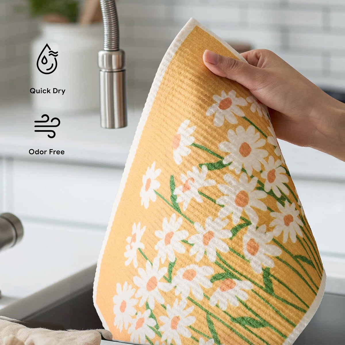 RECYCO Swedish Dishcloths for Kitchen | 4 Pack Oversized Washable Dish Rags | Large Cellulose Reusable Cleaning Paper Towels | Absorbent Counter Dish Cloth Sponge XL Kitchen Wipes, 12" L x 10" W