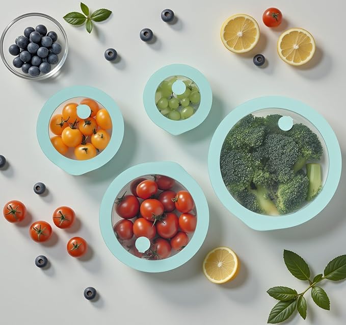 Urban Green Glass Food Container Set with Glass Lid, 4 Pack, Meal Prep Containers with Silicone Framed Airtight Lid, Leakproof, 100% Plastic Free,