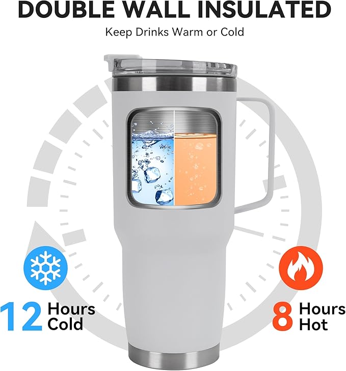 HASLE OUTFITTERS 30oz Tumbler Bulk with Handle, Insulated Travel Coffee Mug Set with Handle Leak-Proof Double Wall Stainless Steel Vacuum Tumblers Pack Metal Cup for Hot and Cold Drink