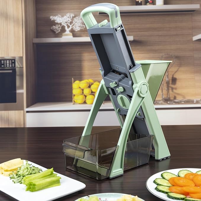 Upgraded Version All-in-1 Mandoline Slicer for Kitchen & Adjustable Mandolin, Vegetable Chopper, Detachable Blade, Cut Slicing, Strips, Shredding, Dicing, Chop, Kitchen Veggie Chopper