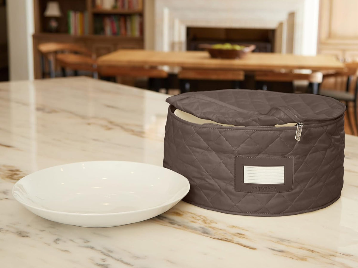Covermates Keepsakes - Dish Storage - Padded Protection - ID Window - Stain Resistant - Machine Washable - China Storage, Bronze
