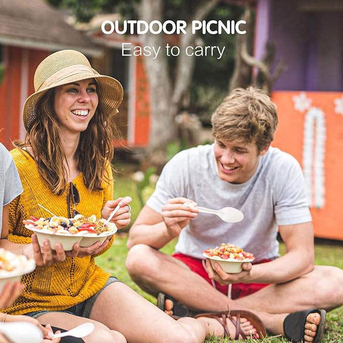 Gezond 100% Compostable Cutlery Set 300 Pack Extra Long Disposable Cutlery with 150 Forks 100 Spoons 50 Knives 7 Inch No Plastic Biodegradable Utensils for Party Wedding Camping Office Picnic