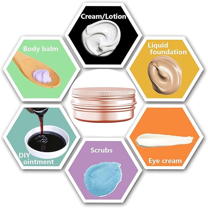 1 Ounce Aluminum Tin Jar with Screw Cap 30mL Tin Cans Refillable Containers for Cosmetic, Lip Balm, Cream, Lotion, Balms, Spices, Salve, Rose Gold 20 Pcs