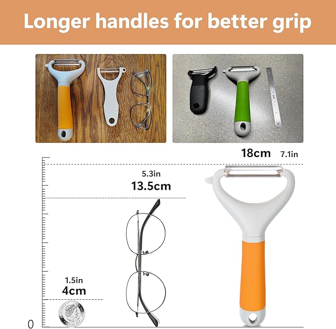 Li&Zhao Vegetable Peelers - Potato Peelers Fruit Peeler Veggie Peeler Carrot Peeler Apple Peeler Garlic Peeler for Kitchen Julienne Peeler, Dishwasher Safe(Orange)