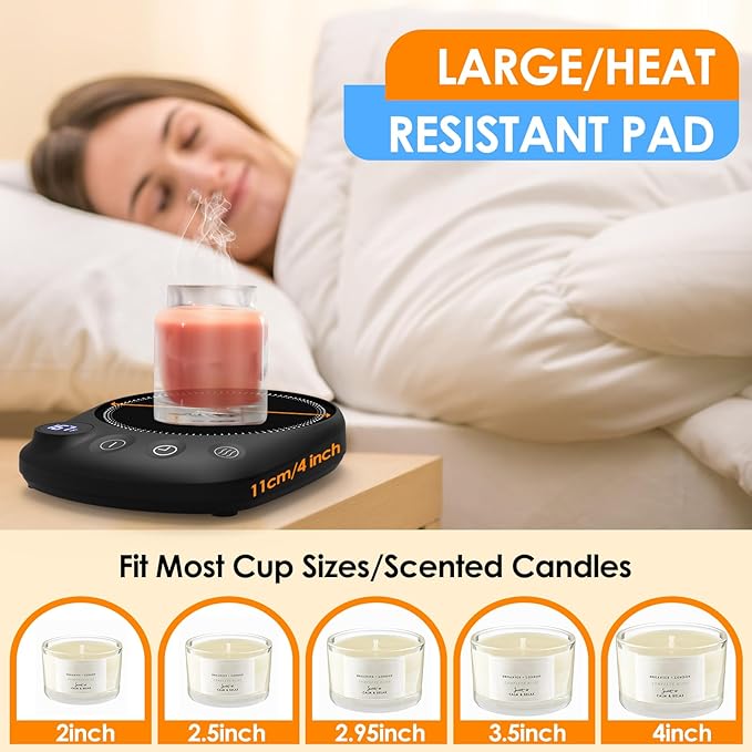 Coffee Mug Warmer - Fastest Heating & Highest Temperature, Coffee Cup Warmer for Desk Auto Shut Off, 4 Temp Settings & 1-12H Timer, Smart Electric Beverage Warmer for Coffee, Tea (Black)