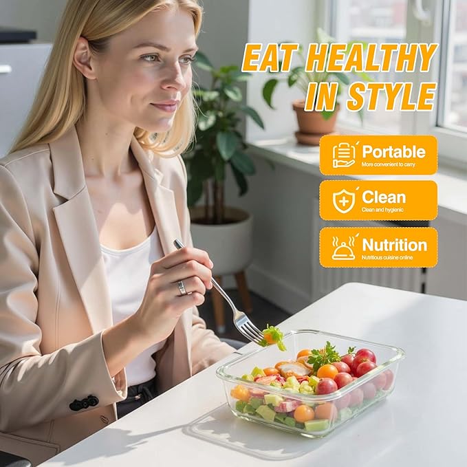 5 PACK 36 oz Glass Meal Prep Containers, Glass Food Containers with Snap-Lock Lids, Airtight Lunch Containers, Microwave, Oven, Refrigerator and Dishwasher Safe,Gray