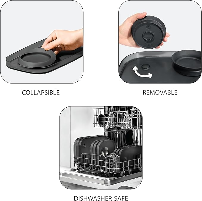 madesmart dipware 3 Bowl Serving Tray, Collapsible & Removable Dip Bowls for Charcuterie, Guacomole, Snacks, Veggies, Premium Dishwasher & Microwave Safe, Multipurpose Plate & Bowl, Pink