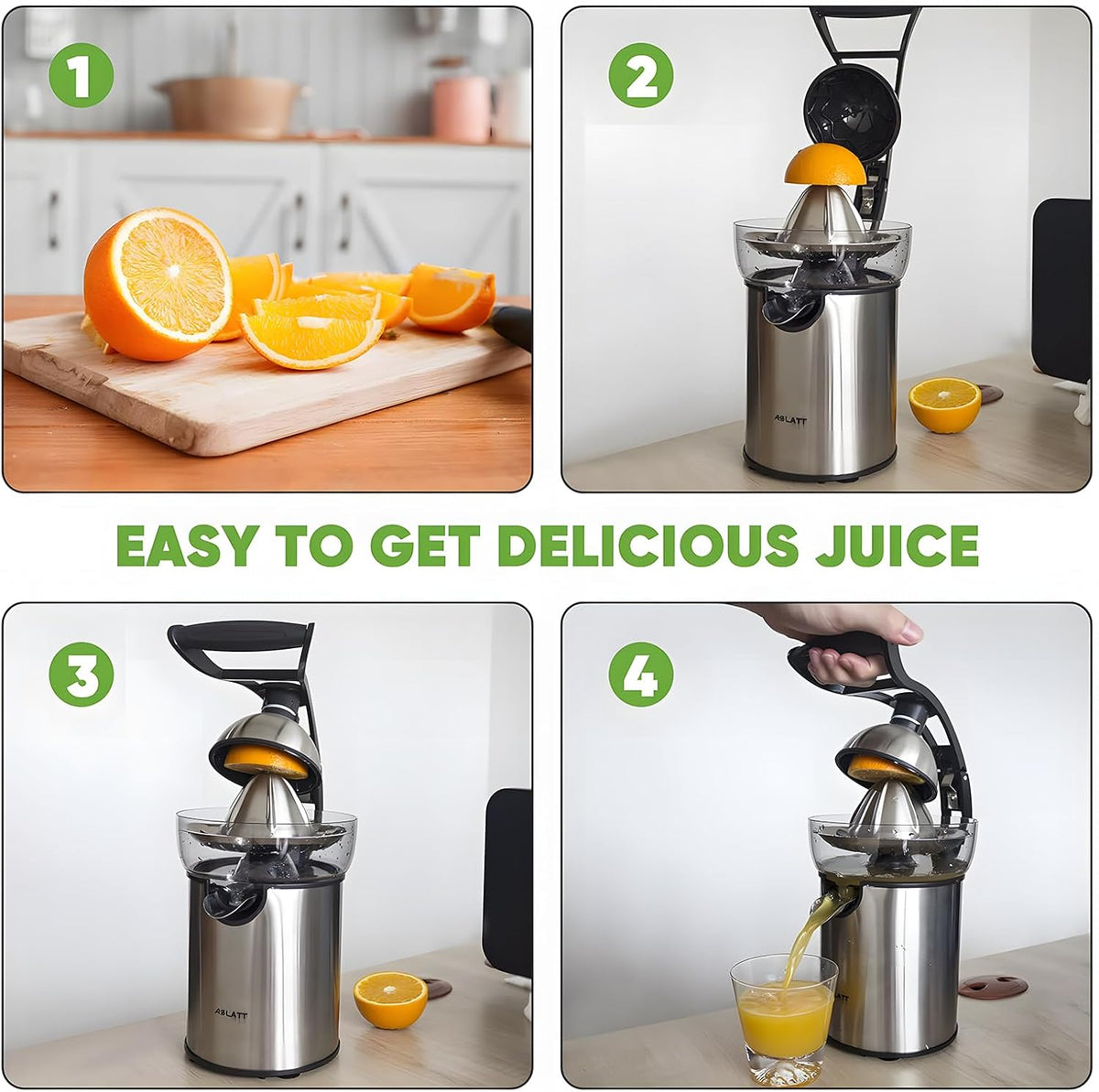 Electric Citrus Juicer Squeezer Stainless Steel, Orange Juicer Electric,Homemade Orange Juice Squeezer Machine, Detachable Design,Easy Clean