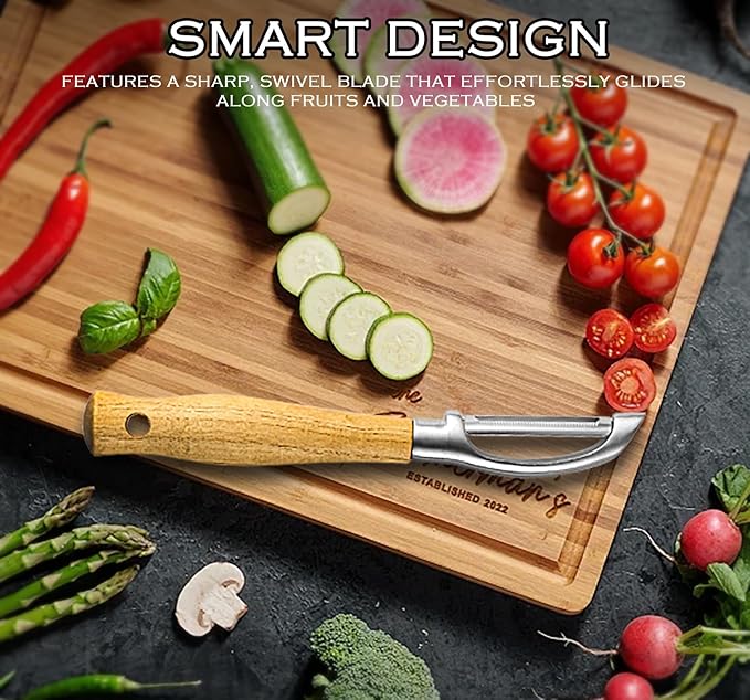 Potato Peeler Stainless Steel Vegetable Peeler,I-Shaped Wooden Handle Peeler,Carrot Apple Veggie Peeler for Home kitchen