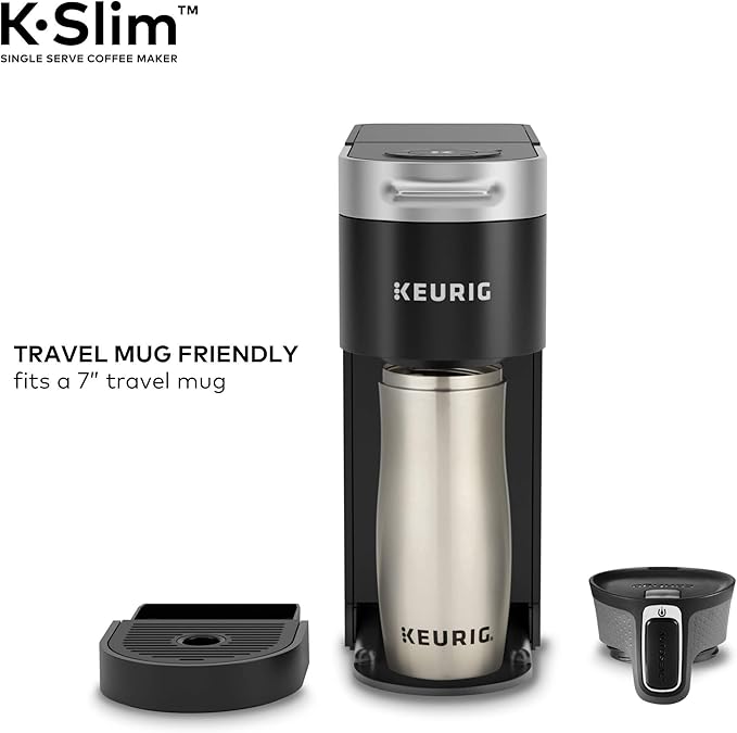 Keurig K-Slim Single Serve K-Cup Pod Coffee Maker, Multistream Technology, 3 Brew Sizes, Slim and Sleek Design, 46oz Removable Reservoir, Black