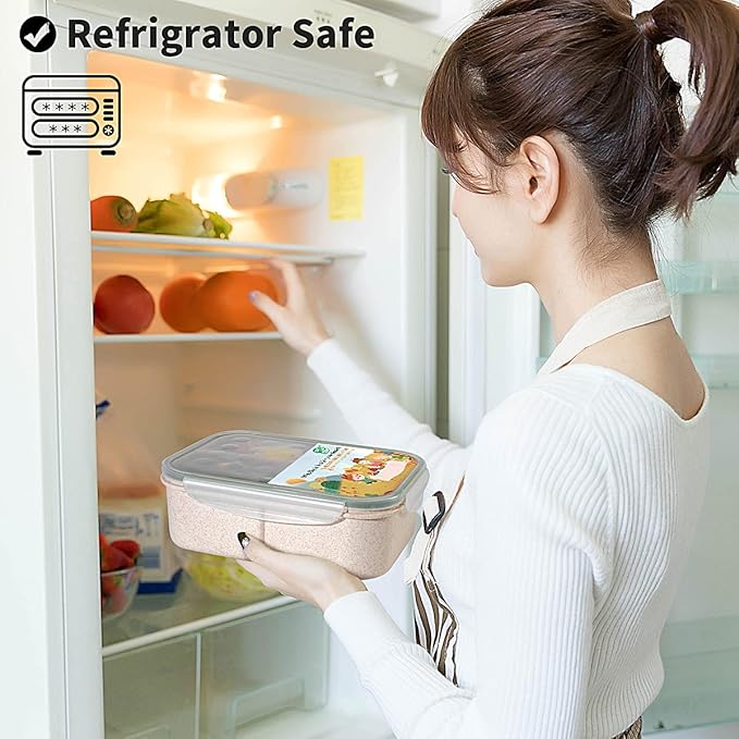 MISS BIG® Bento Box,Bento Box Adult,Lunch Box,Leak Proof Lunch Containers,No BPAs and No Chemical Dyes Bento Lunch Box,Dishwasher and Microwave Safe Lunch Containers for Adults(1900ml White)