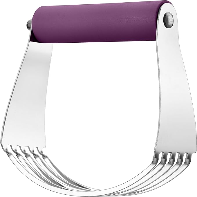 Spring Chef Large Purple Dough Blender For Baking, Heavy Duty Dough Cutter Tool, Stainless Steel Puff Pastry Cutter Tool with Sharp Blades, Dishwasher Safe Pastry Blender for Easy Mixing