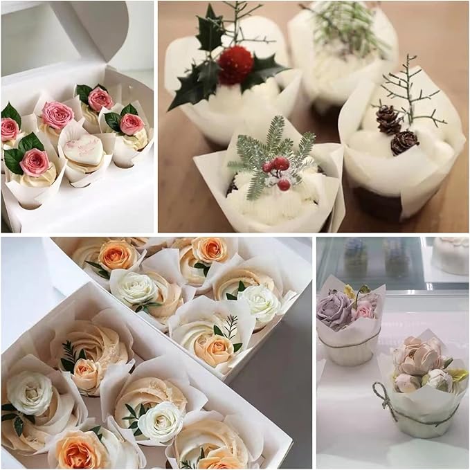 500 pcs Large size White Tulip Baking Cups 2-1/4"(Base diameter) x 4"(Wall height) Greaseproof paper baking cupcake Muffin liners