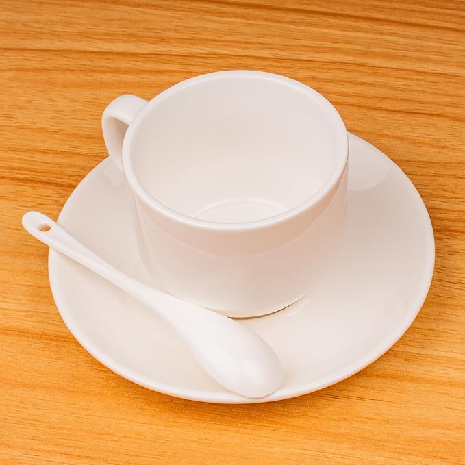 White Long Handle Porcelain Spoons Coffee, Tea, Yogurt and Ice-cream, Cutlery Fitting Ceramic Spoons 5.1 Inch Set of 10 (10, 5.1 inch)