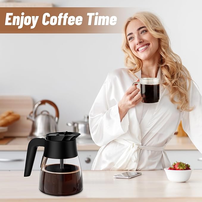10 Cup Coffee Pot Replacement for Ninja Coffee Maker CM401 CM371 CP301 CM300 CM400 CF091, Glass Carafe Replacement with Brew-Through Lid, Ninja Coffee Pot Replacement with Sturdy Handle