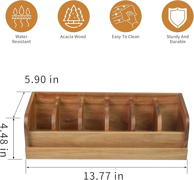 MinBoo Acacia Wood Belt Organizer Box,6 Grids Belt Rack for Closet and Drawer, Belt Storage Organizer and Displayer for Men Women