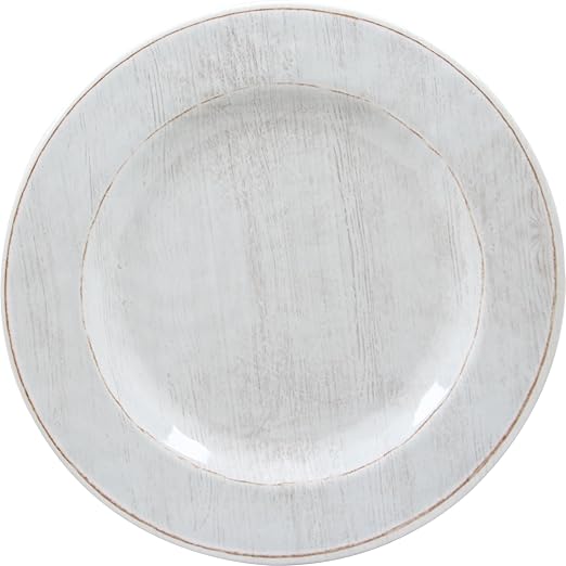 Carlisle FoodService Products Grove Reusable Plastic Plate Dinner Plate with Wide Rim for Home and Restaurant, Melamine, 11 Inches, Buff, (Pack of 12)